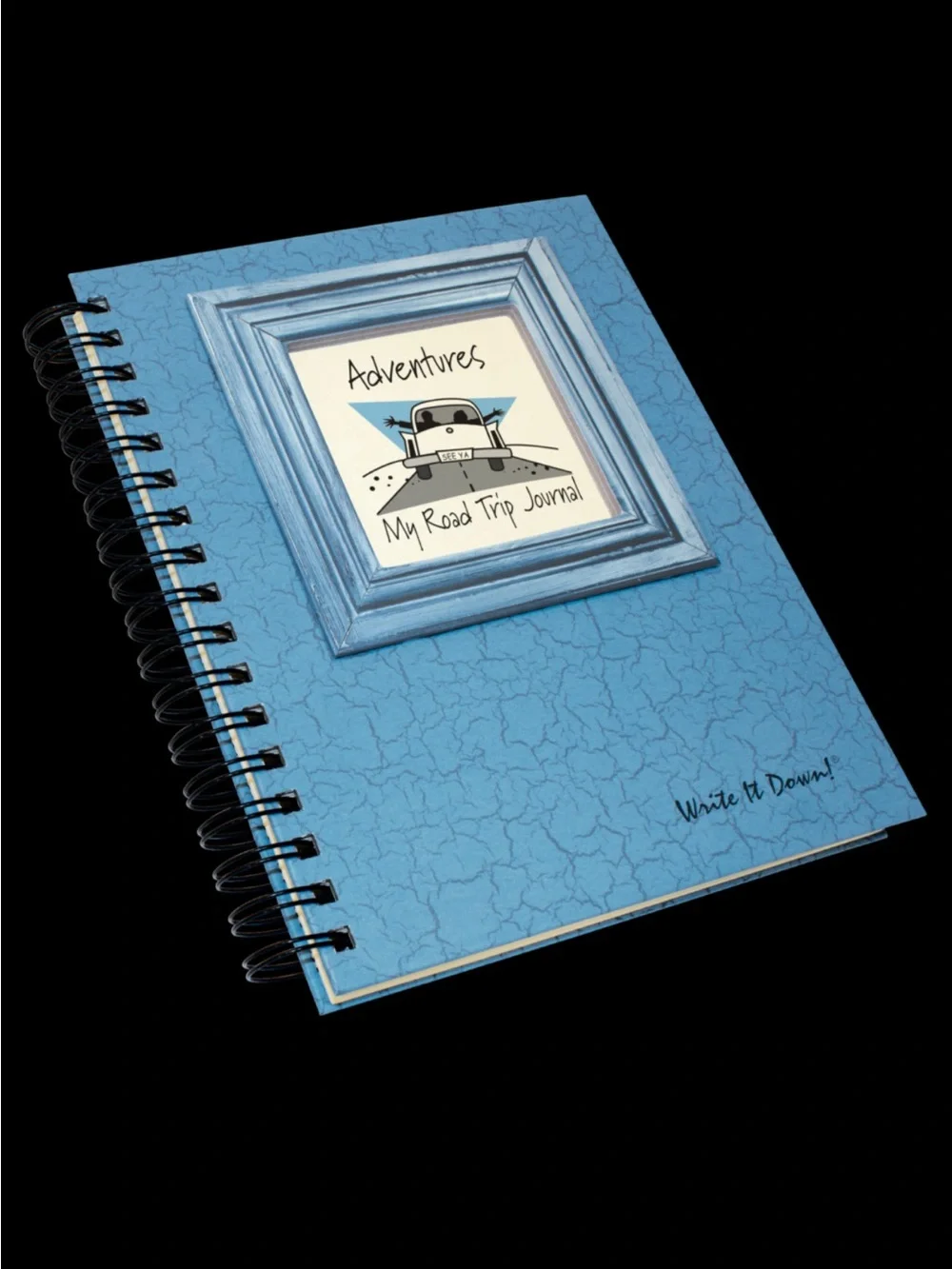 Blue Spiral-Bound Road Trip Journal with Decorative Frame